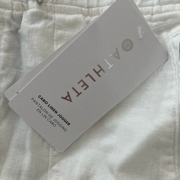 NWT Athleta White Cabo Linen Joggers size 12 - Picture 6 of 12